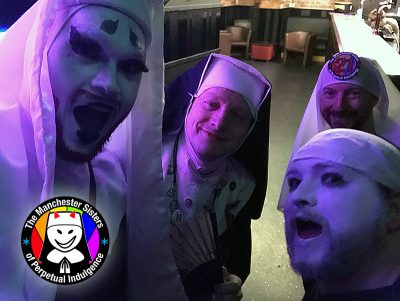 Novice Poppy with Sister Rolymeover and Postulant Mona and Postulant Bootrice at Chacha Boudoir March 2018